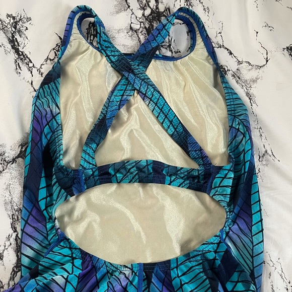 Multi colored blue one piece bathing suit - Picture 4 of 5
